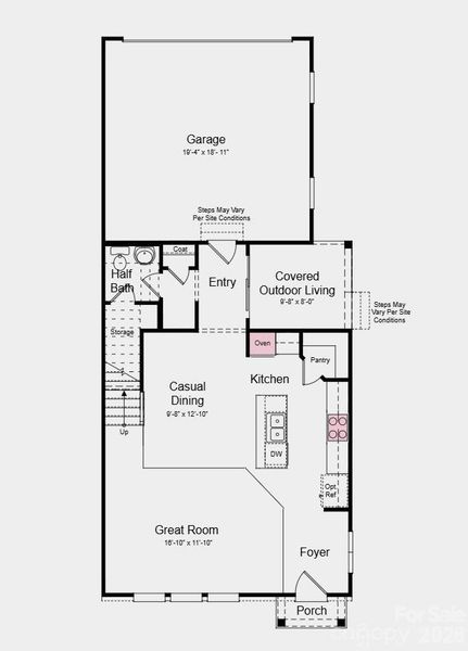 First Floor Plan -  Additional Highlights Include: gourmet kitchen, and a shower with a ledge in the primary bathroom