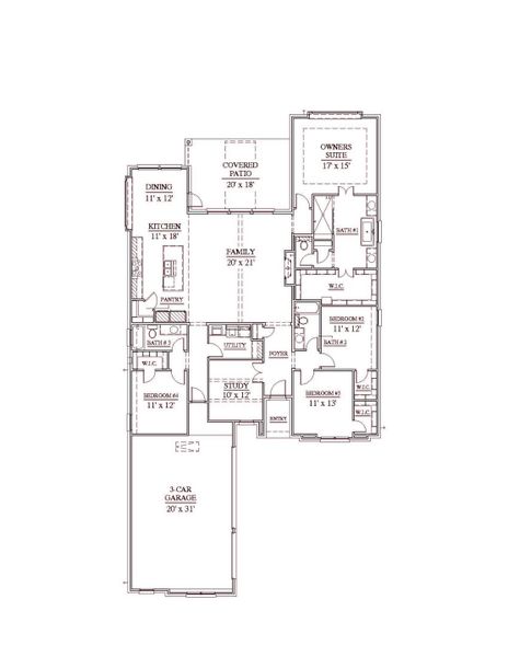 2D floor plan layout of this home in The Bridges at Preston Crossings, Gunter, TX (Image 2). 2D floor plan layout of this home in The Bridges at Preston Crossings, Gunter, TX (Image 2).