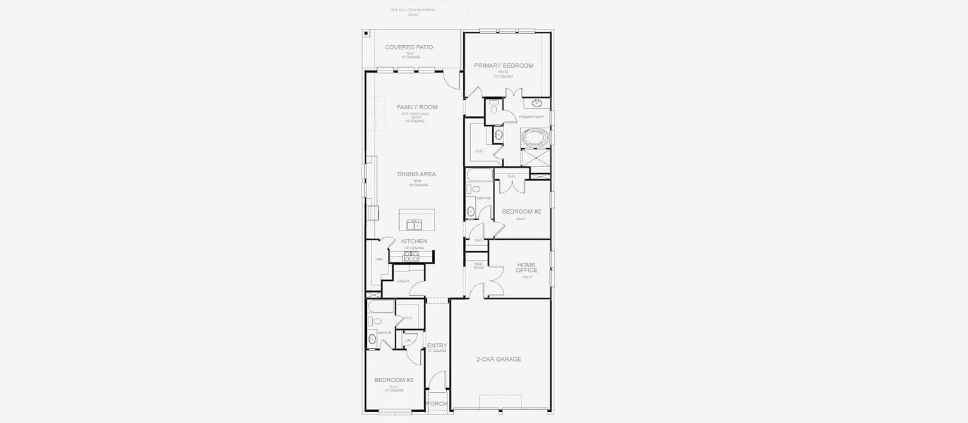 2D floor plan layout of this home in Lariat 50', Liberty Hill, TX (Image 3).
