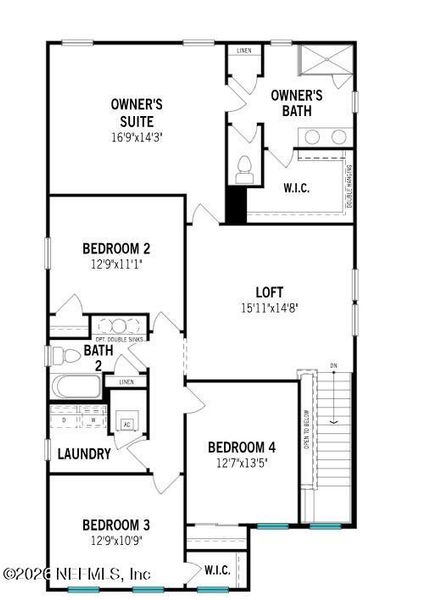 2D floor plan layout of this home in RiverTown, St. Johns, FL (Image 3).