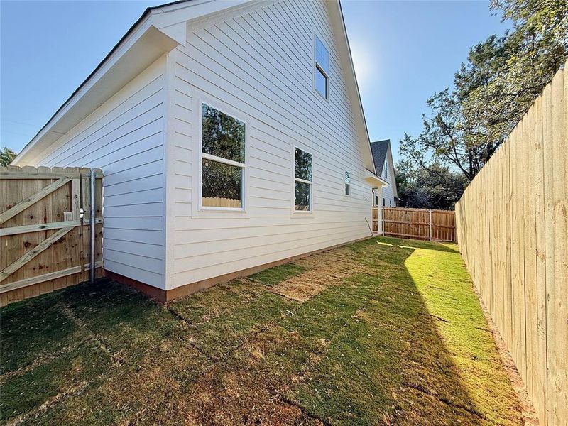 Fully fenced backyard Fully fenced backyard