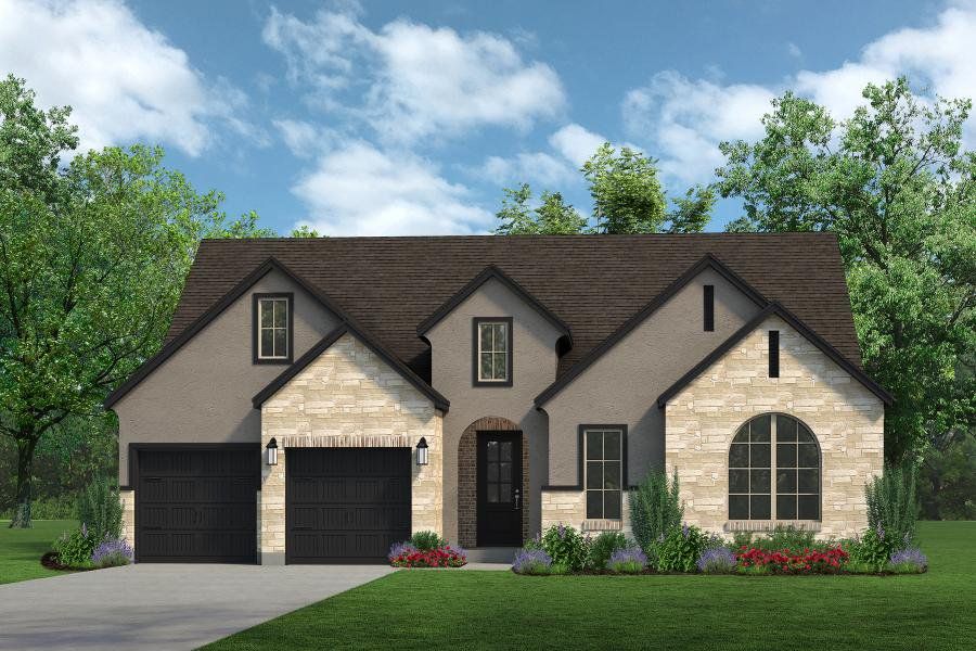 Front exterior of a new home in Timberbrook, Justin, TX, highlighting curb appeal (Image 1). Front exterior of a new home in Timberbrook, Justin, TX, highlighting curb appeal (Image 1).