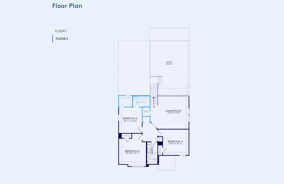 2D floor plan layout of this home in Pinnacle at Legacy Hills, Celina, TX (Image 3).