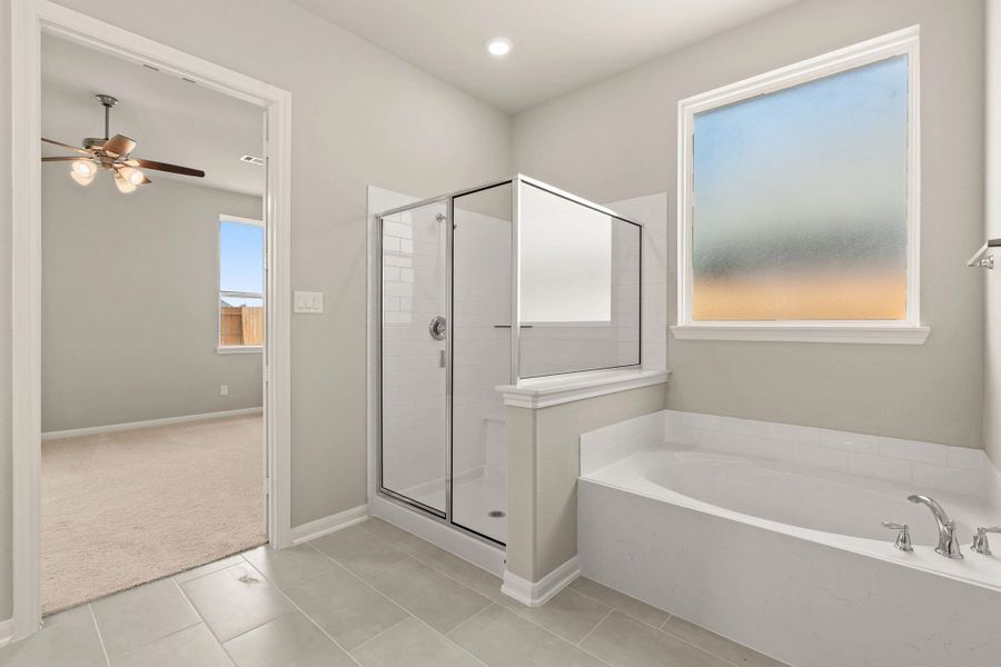 Primary bath. Note: Sample product photo. Actual exterior and interior selections may vary by homesite. Photo may be virtually staged