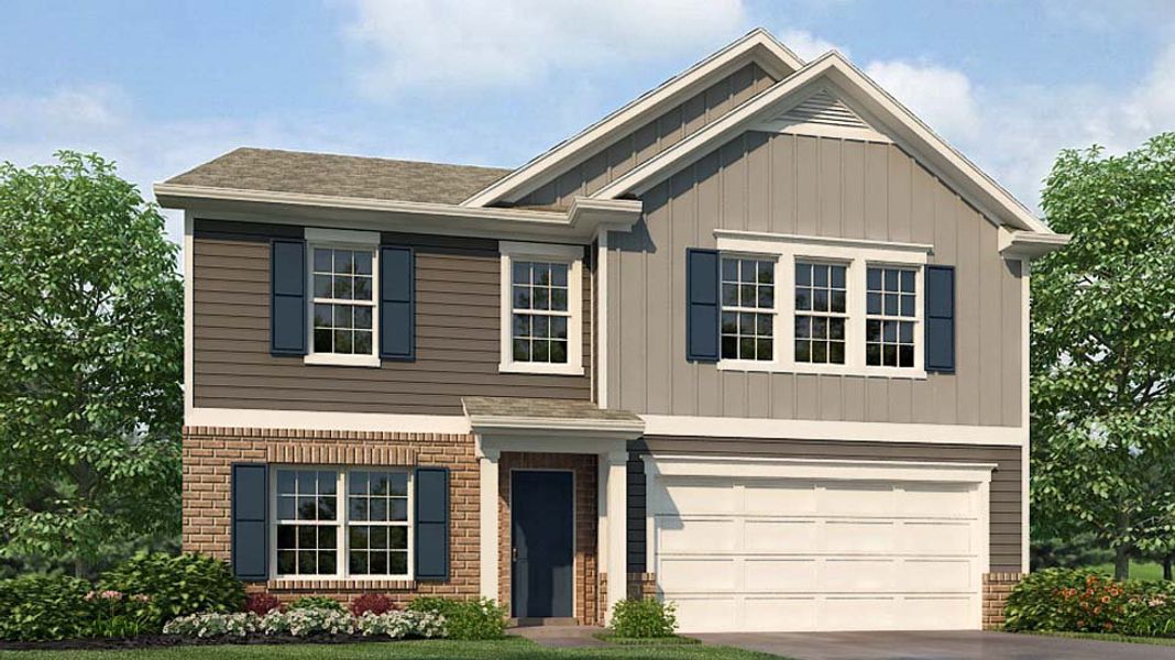 Representative exterior photo of a completed home built from the Hanover by D.R. Horton in Calvin Creek, Troutman, NC (Image 4).