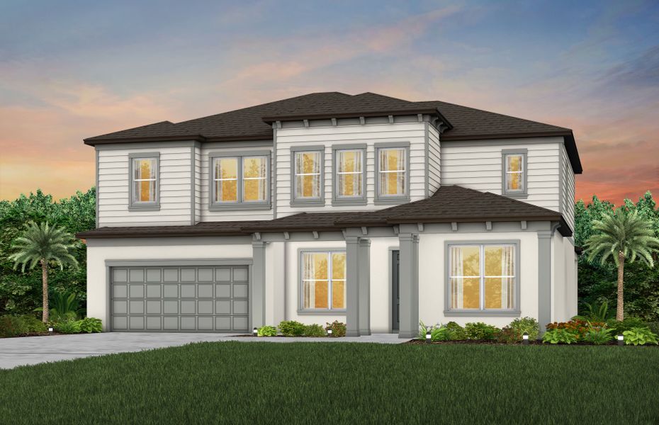 Representative exterior photo of a completed home built from the Newlyn by Pulte Homes in Riverwood, Zephyrhills, FL (Image 14).