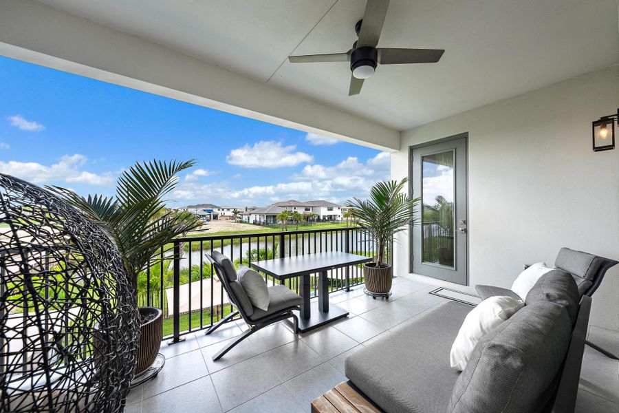Peaceful outdoor verandah with west exposure and access to the primary bedroom.