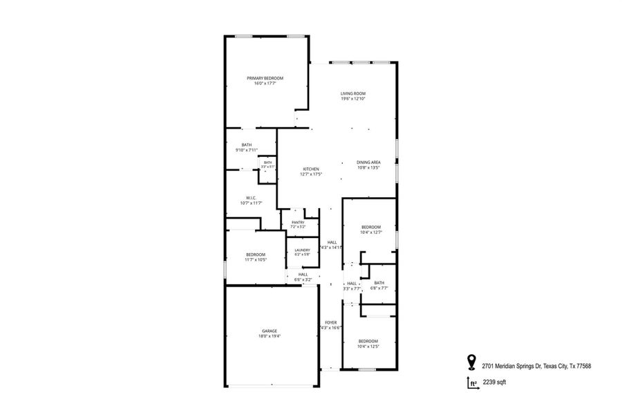 2D floor plan layout of this home in Lago Mar, Texas City, TX (Image 5).
