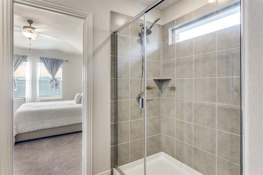 Shower in primary bathroom