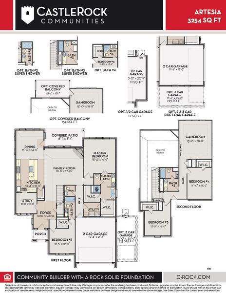 2D floor plan layout for the Artesia by CastleRock Communities in Solterra, Mesquite, TX (Image 3).