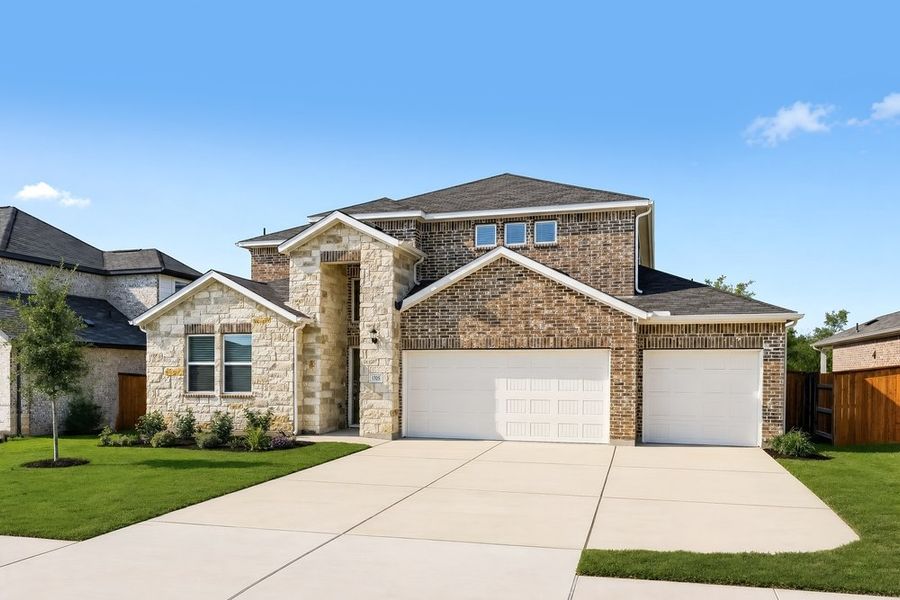 Front exterior of a new home in Lisso, Pflugerville, TX, highlighting curb appeal (Image 18).