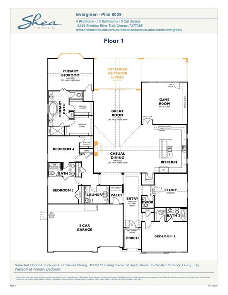 2D floor plan layout of this home in Evergreen 70', Conroe, TX (Image 5).