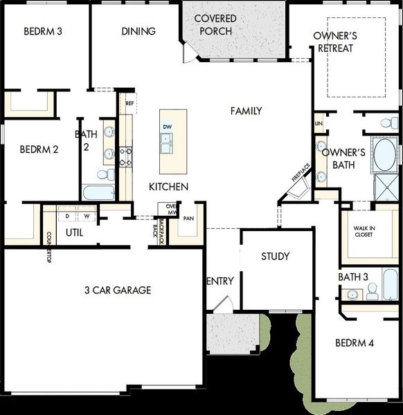 2D floor plan layout of this home in Monterra - Classics, Fate, TX (Image 2). 2D floor plan layout of this home in Monterra - Classics, Fate, TX (Image 2).