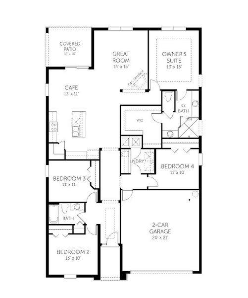 2D floor plan layout for the Mulberry - 50' Homesites by Dream Finders Homes in Reserve at Hammock Oaks, Lady Lake, FL (Image 3).