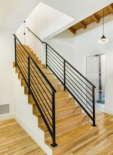 Staircase with iron railing