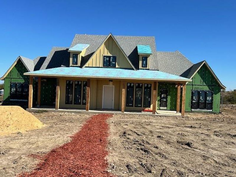 Progress on the home, mulch is for the rainy days.