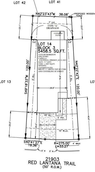 21903 Red Lantana Trail preliminary plot plan 21903 Red Lantana Trail preliminary plot plan