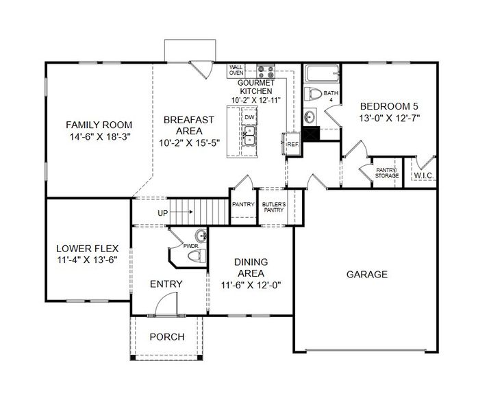 2D floor plan layout for the The Mia by Stanley Martin Homes in Parkers Summit, Greer, SC (Image 3).