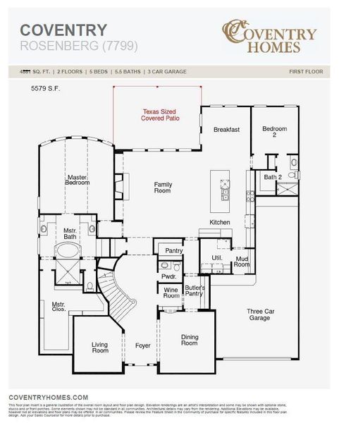2D floor plan layout of this home in Harvest Green 75', Richmond, TX (Image 3).