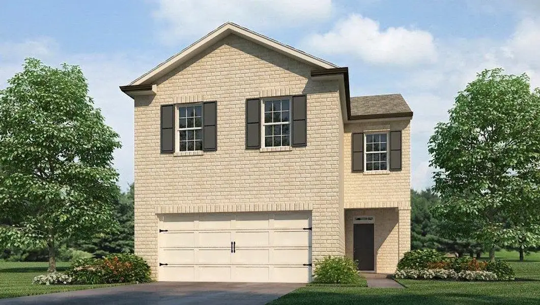 Front exterior of a new home in Pointe Park, Union City, GA, highlighting curb appeal (Image 1). Front exterior of a new home in Pointe Park, Union City, GA, highlighting curb appeal (Image 1).
