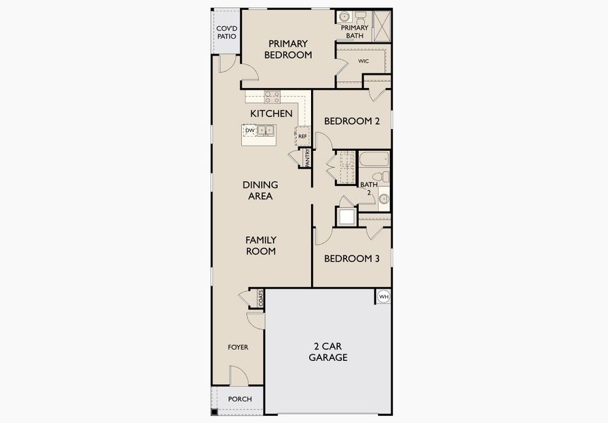 2D floor plan layout of this home in Landings at Mount Olive, Polk City, FL (Image 2).