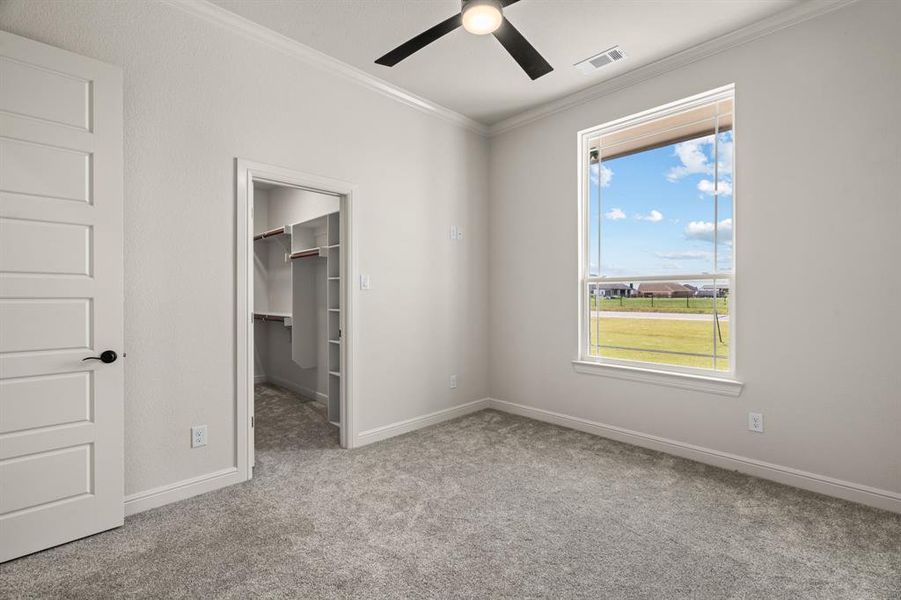 2nd Guest Bedroom with Carpet, Ceiling Fan & Walk-In Closet