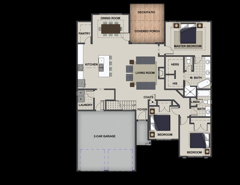 2D floor plan layout for the Farmview by Riverstone Construction, LLC in Pine Ridge, Soddy-Daisy, TN (Image 4).