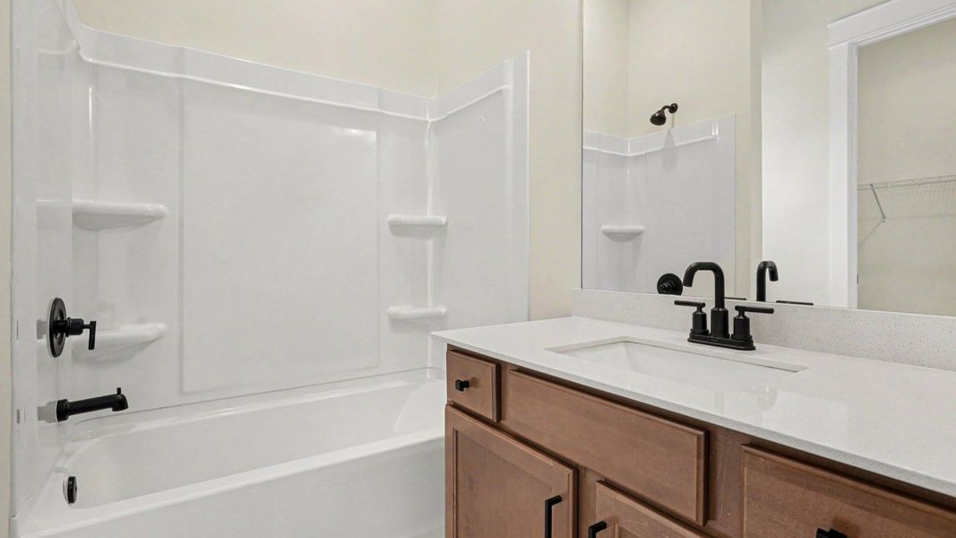 Secondary bathroom with single vanity Secondary bathroom with single vanity