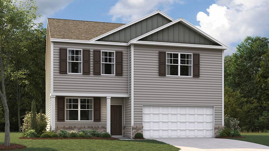 Front exterior of a new home in Crescent Ridge, Niota, TN, highlighting curb appeal (Image 1).