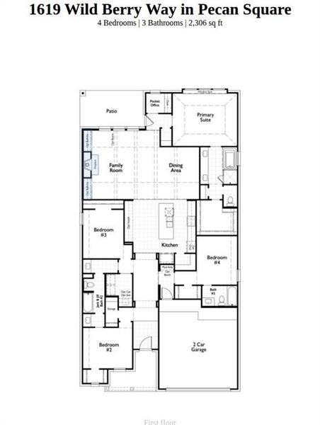 2D floor plan layout of this home in Pecan Square, Northlake, TX (Image 2). 2D floor plan layout of this home in Pecan Square, Northlake, TX (Image 2).