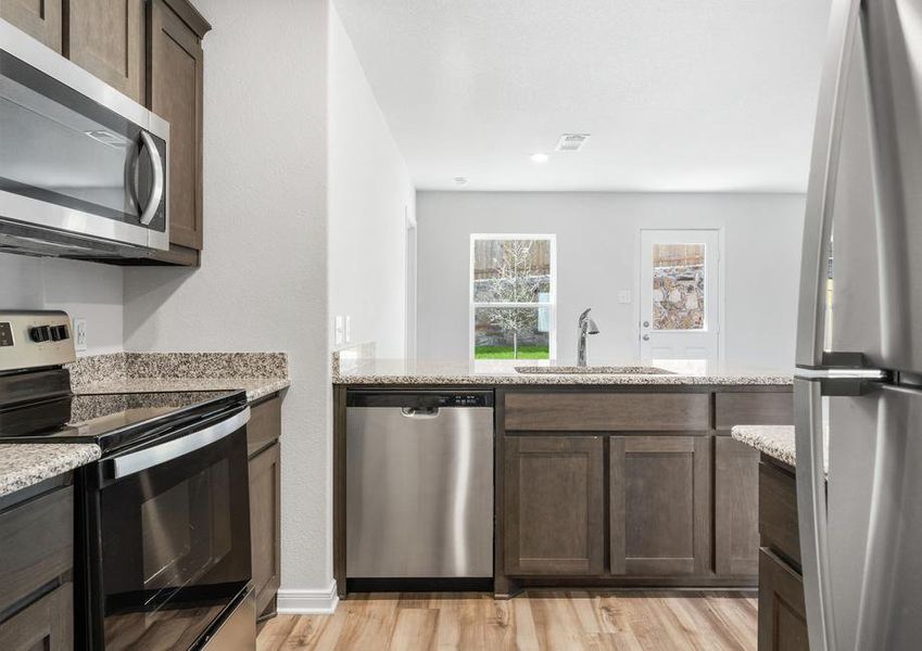 The kitchen of the Rio Grande has energy-efficient appliances.