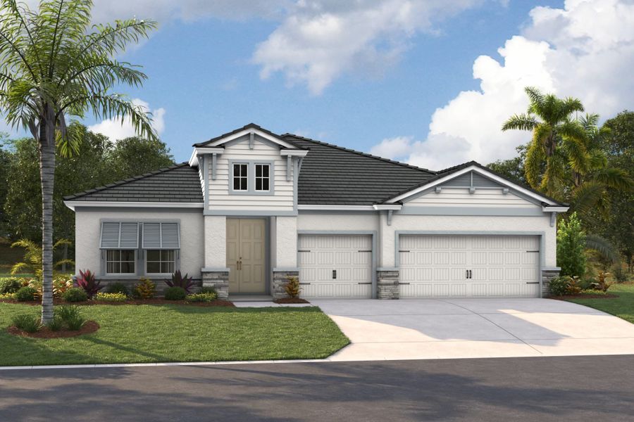 Representative exterior photo of a completed home built from the Bayshore I by Homes by WestBay in Pasadena Ridge, Pasadena Hills, FL (Image 1).