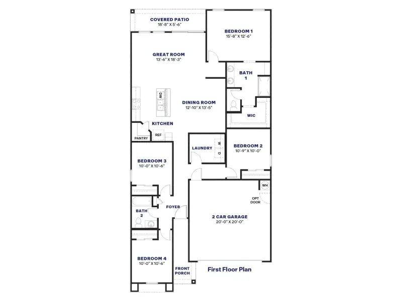 2D floor plan layout for the Easton by D.R. Horton in Citrus Pointe, Phoenix, AZ (Image 3).