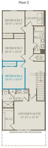 2D floor plan layout of this home in Tohoqua, Kissimmee, FL (Image 3).