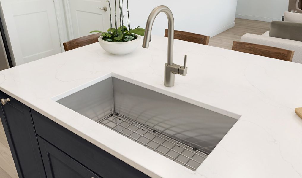 Kitchen with stainless steel undermount sink