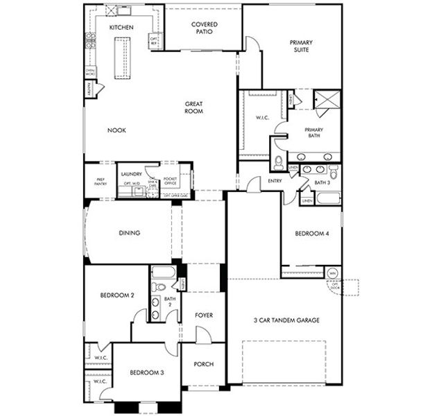 2D floor plan layout for the Palo Verde by Meritage Homes in Arbor at Madera Highlands II, Sahuarita, AZ (Image 3).