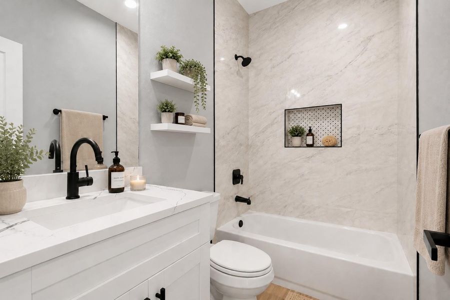 bathroom with luxury finishes
