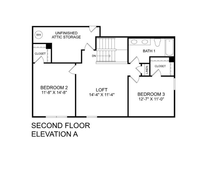 2D floor plan layout for the Anderson by Ryan Homes in Albemarle, Hertford, NC (Image 1).