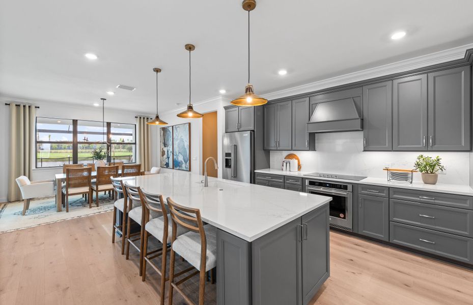 Oversized island in gourmet kitchen Oversized island in gourmet kitchen