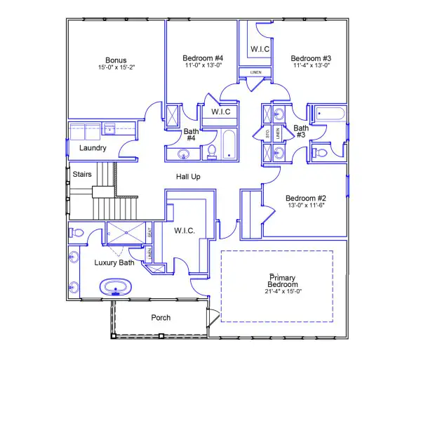 2D floor plan layout of this home in Gates at Windermere, Blythewood, SC (Image 3).