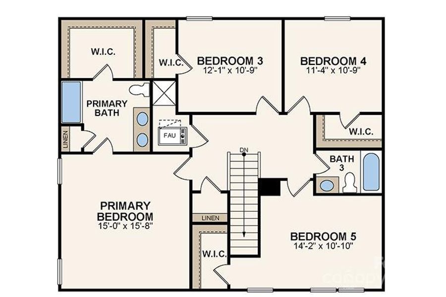 2D floor plan layout of this home in The Reserve at Green Needles, Lexington, NC (Image 2).