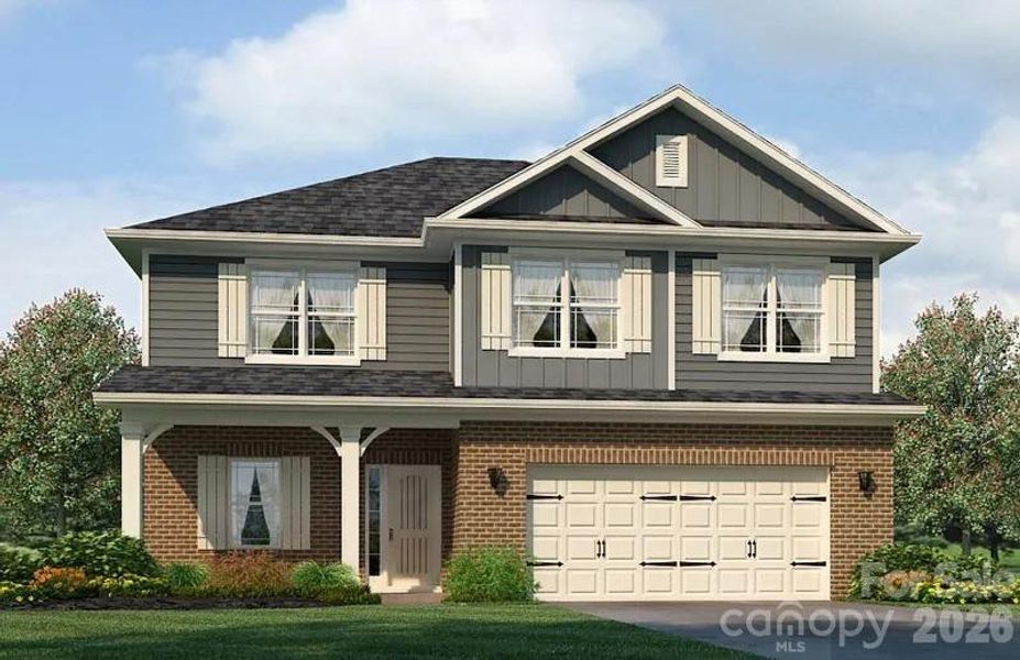 Front exterior of a new home in Kerns Ridge, Salisbury, NC, highlighting curb appeal (Image 1). Front exterior of a new home in Kerns Ridge, Salisbury, NC, highlighting curb appeal (Image 1).
