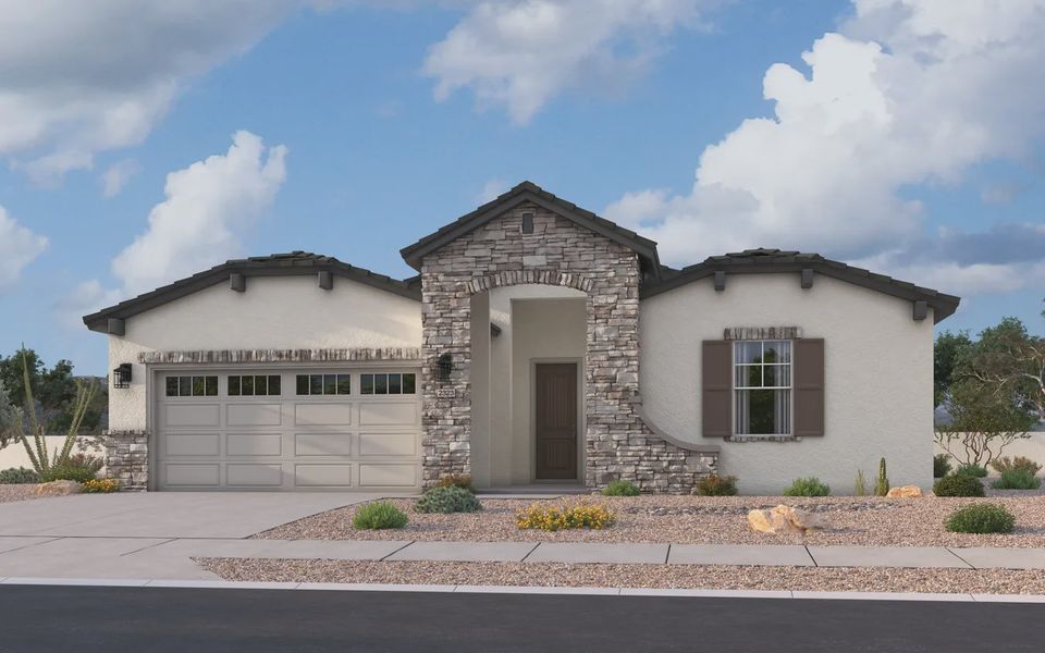 Representative exterior photo of a completed home built from the Crystal by Elliott Homes in Forté at Granite Vista, Waddell, AZ (Image 19).