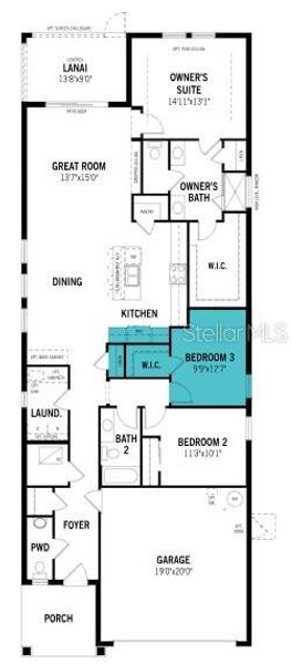 2D floor plan layout of this home in Sunstone at Wellen Park, Venice, FL (Image 4).