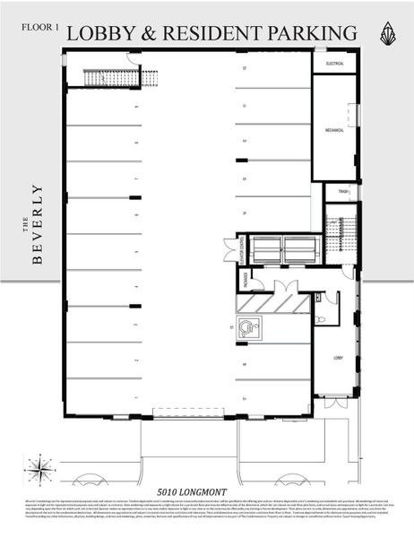 Parking & Site Plan for The Beverly Condominium Illustrating Assigned Parking Layout, Unit Designations, and Controlled Access Configuration