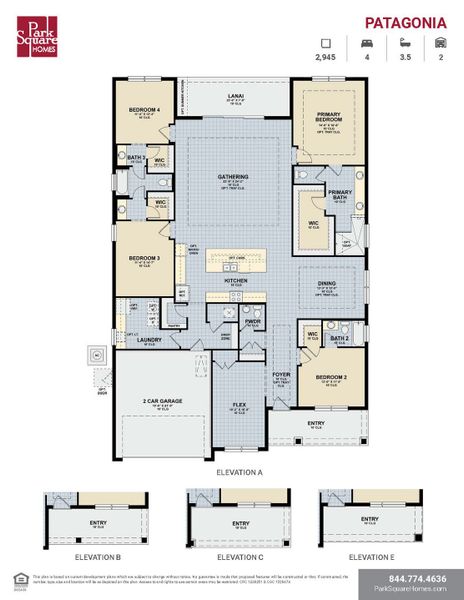 2D floor plan layout for the Patagonia by Park Square Residential in The Sanctuary at Seaire, Parrish, FL (Image 3). 2D floor plan layout for the Patagonia by Park Square Residential in The Sanctuary at Seaire, Parrish, FL (Image 3).