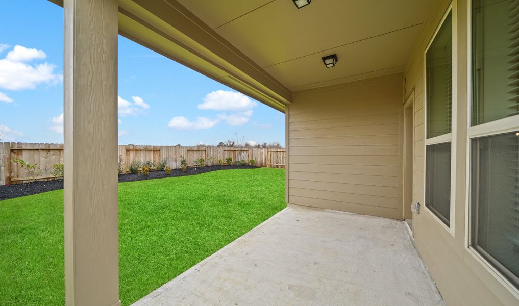 Covered patio in backyard