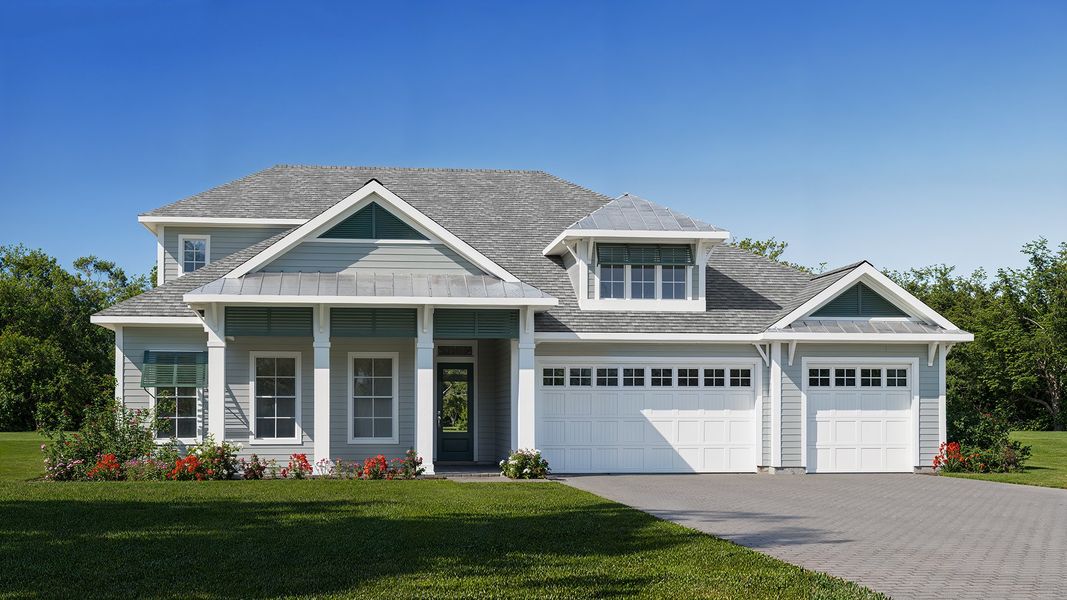 Representative exterior photo of a completed home built from the 4229MC by MasterCraft Builder Group in SilverLeaf, St. Augustine, FL (Image 4).