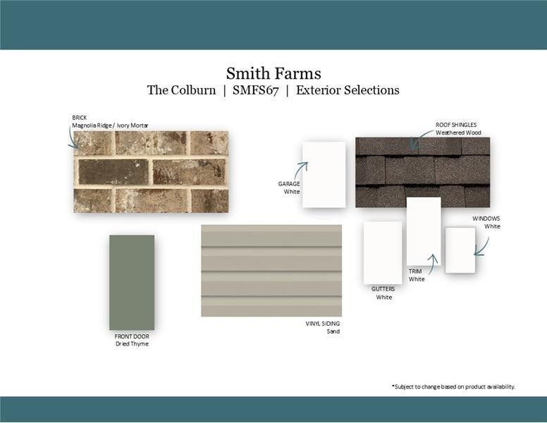 Sample of building materials used in homes in Smith Farms, Murfreesboro (Image 42).