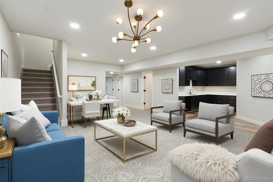 virtually staged rec room